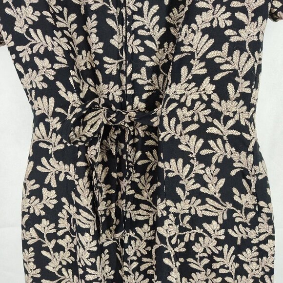 Vintage Jessica Howard Black Brown Floral Midi Dress Women Size 8 Shoulder Pads - Picture 7 of 11